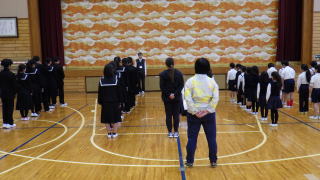 全校朝会の様子①